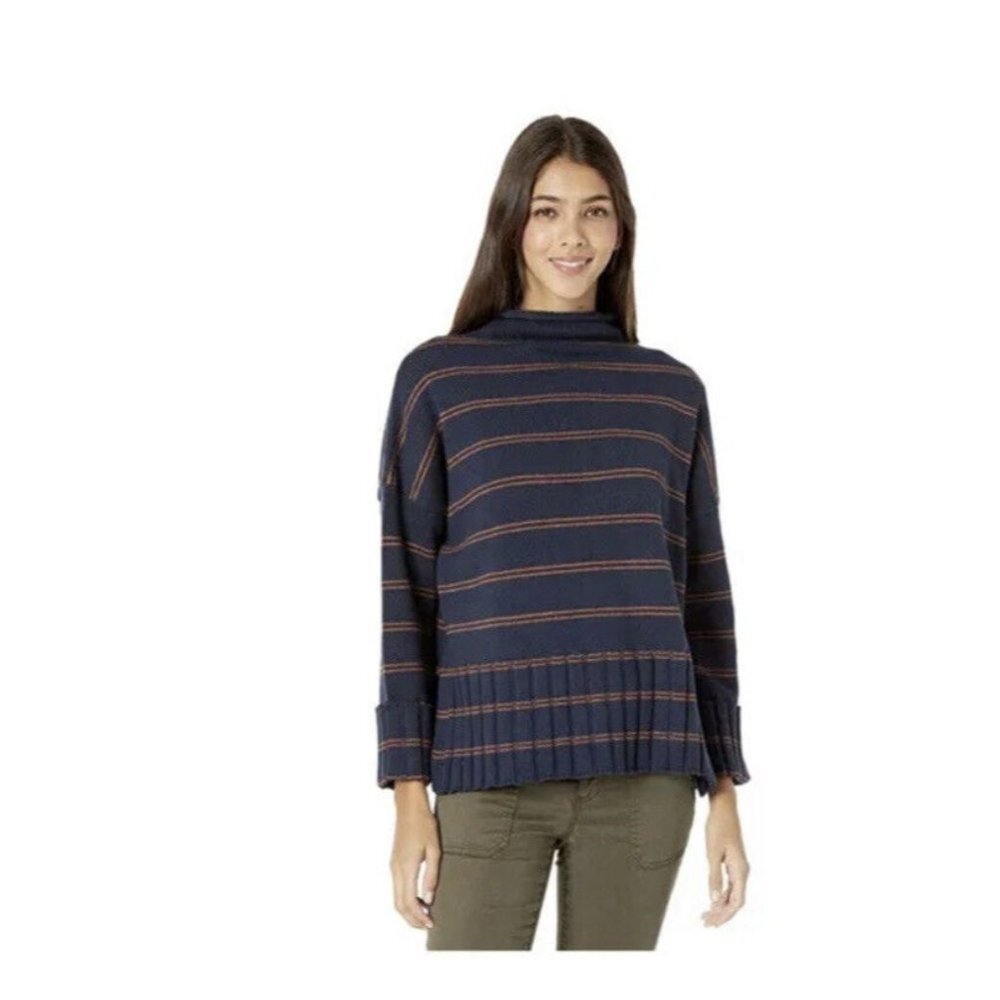 Madewell Womens Blue‎ Striped Long Sleeves Mock Neck Pullover Sweater Size XXS